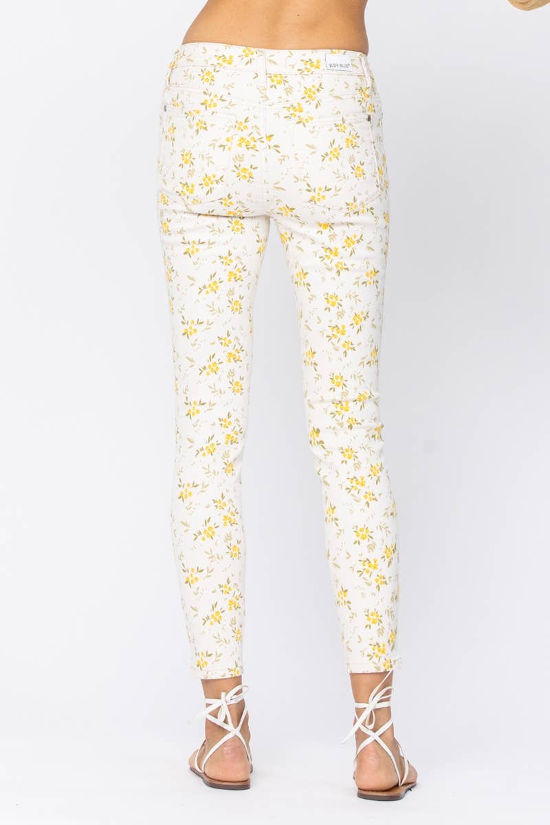 MID-RISE SKINNY FLORAL PRINT