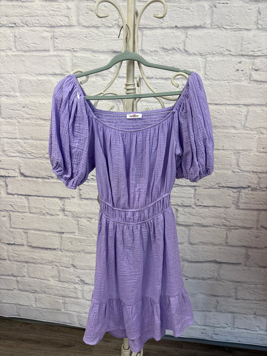 Purple summer dress with cutout back