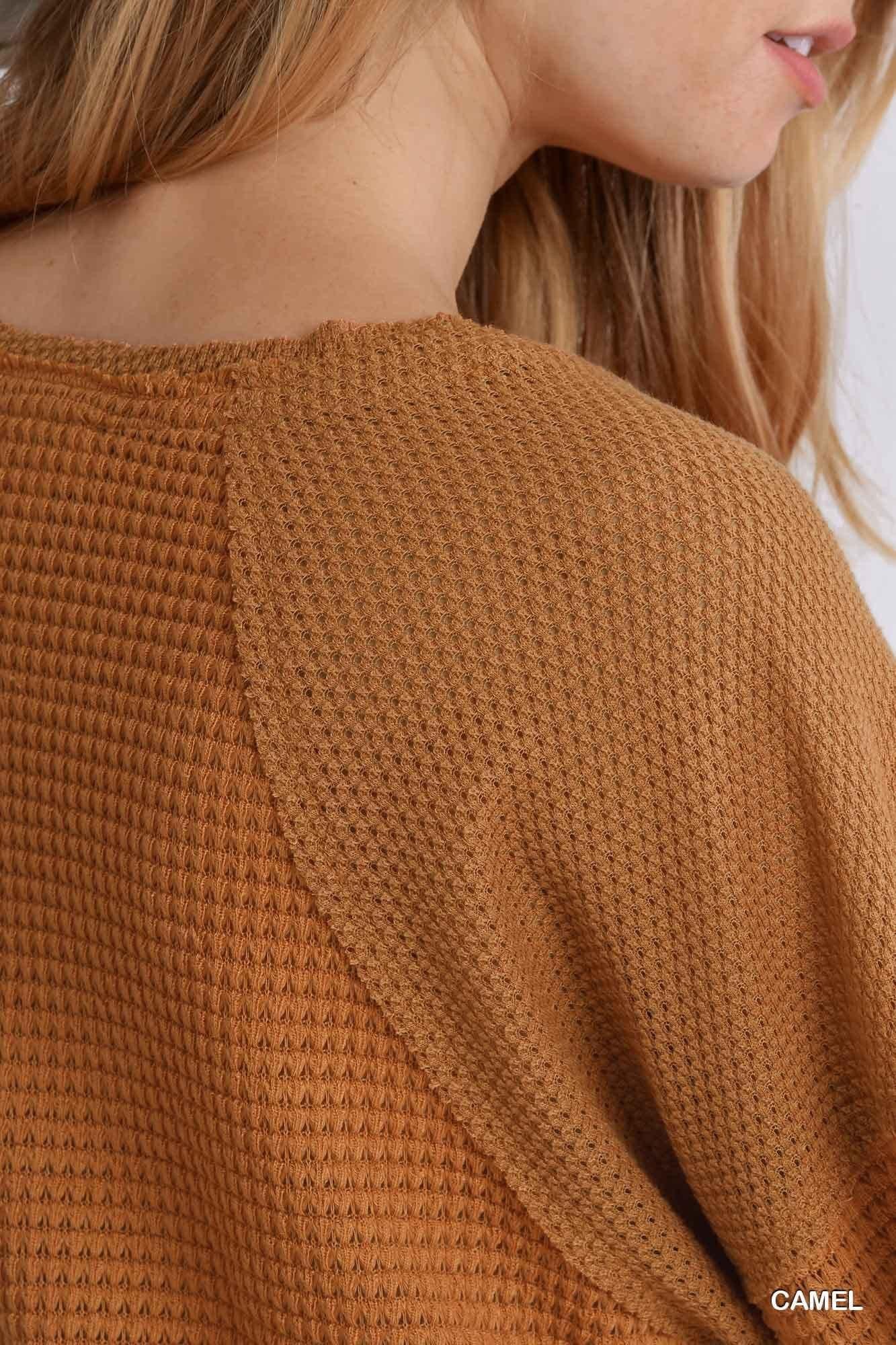 Waffle knit pullover