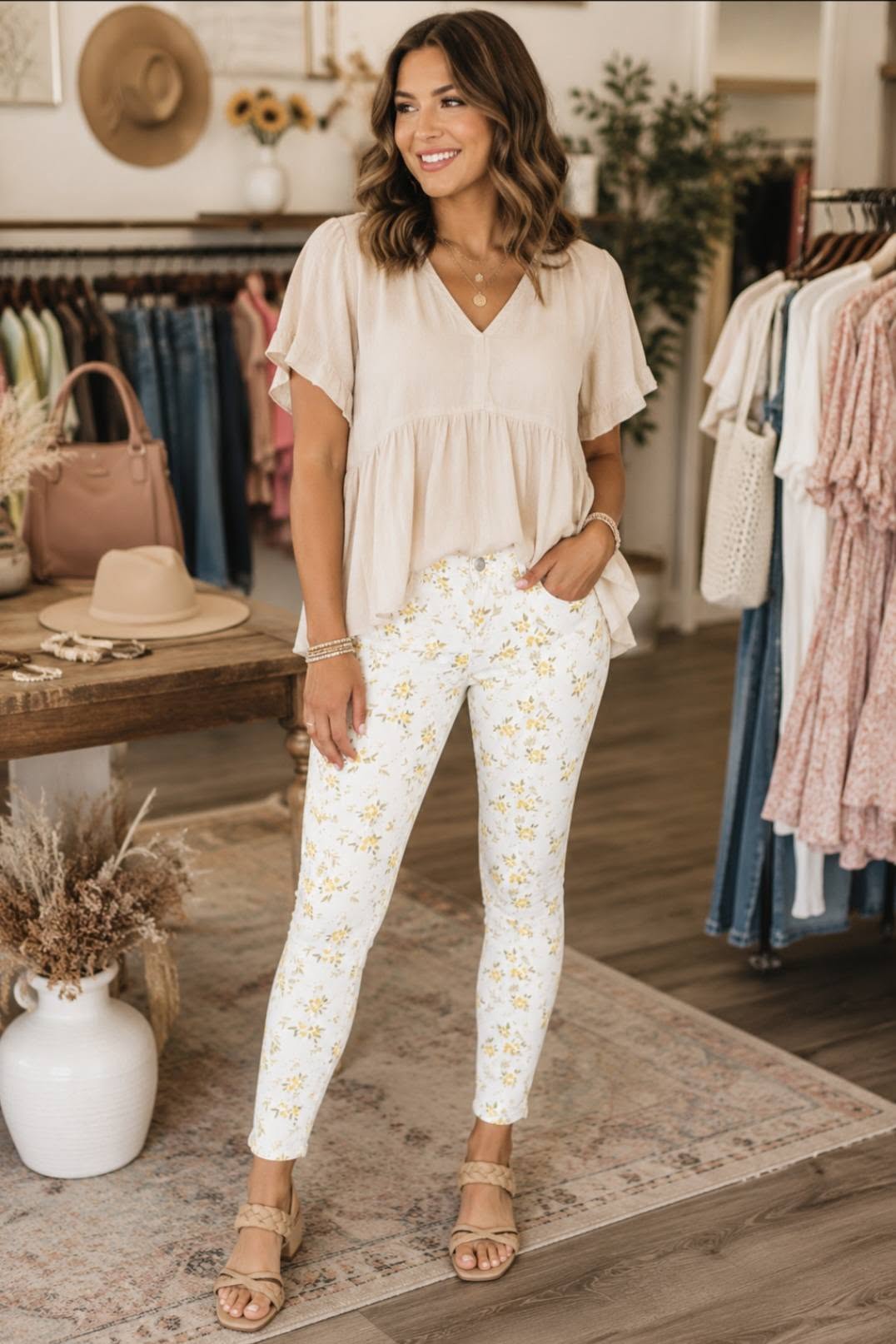 MID-RISE SKINNY FLORAL PRINT