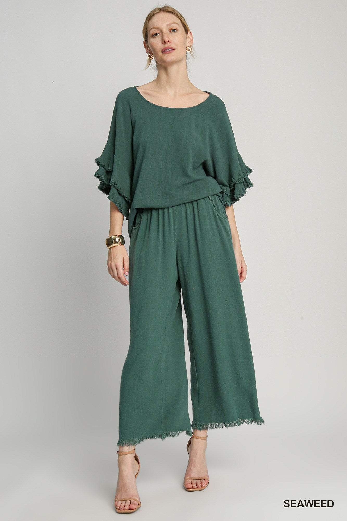 Linen wide leg pant