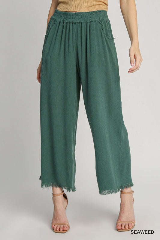 Linen wide leg pant