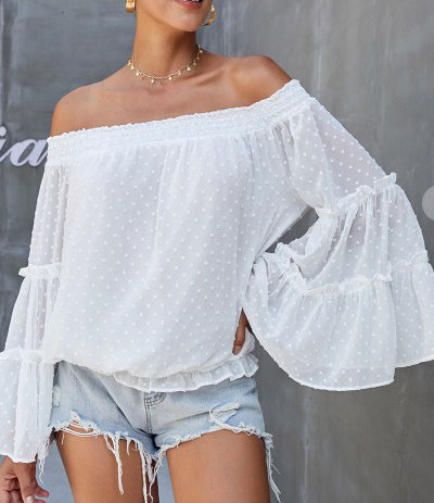 Swiss Dot off the shoulder top