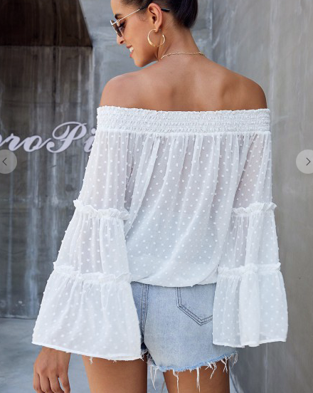 Swiss Dot off the shoulder top