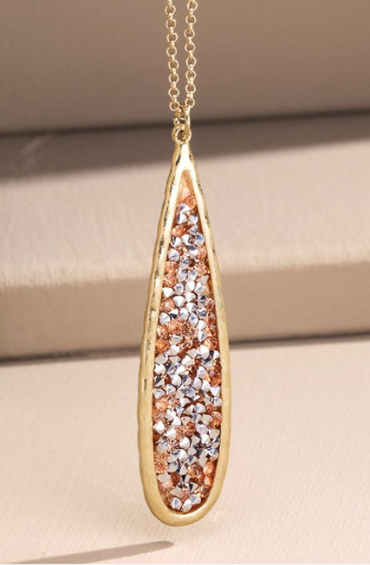 Sunburst Glitter Stone Necklace