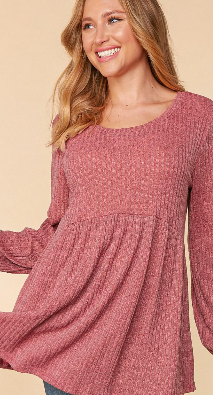 Babydoll bubble sleeve knit top