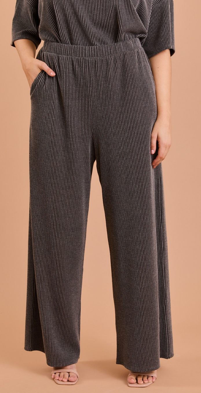 ELASTIC WAIST WIDE LEG PANTS