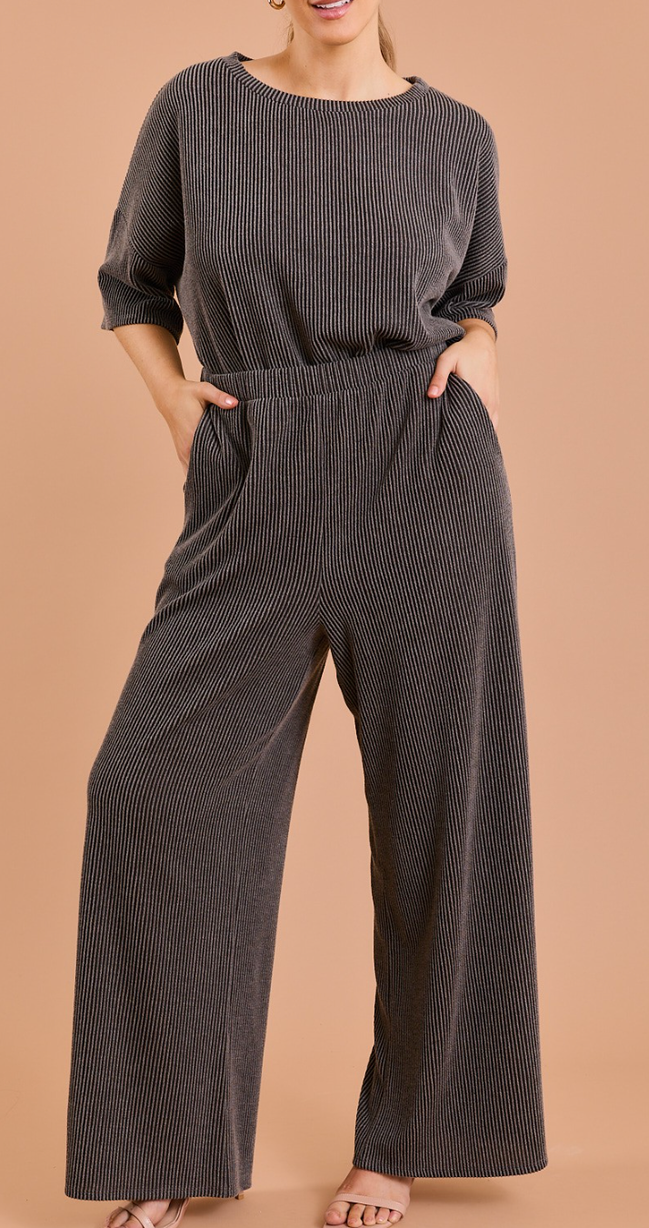 ELASTIC WAIST WIDE LEG PANTS