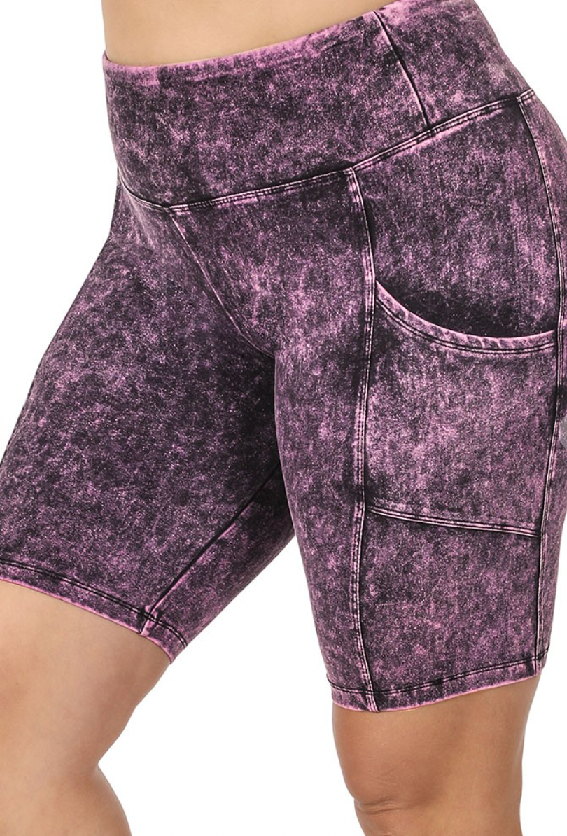 Mineral Wash Biker Shorts