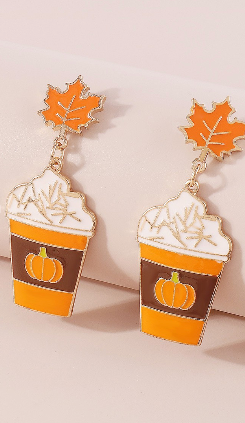 Halloween Pumpkin Spice Drop Dangle Earrings