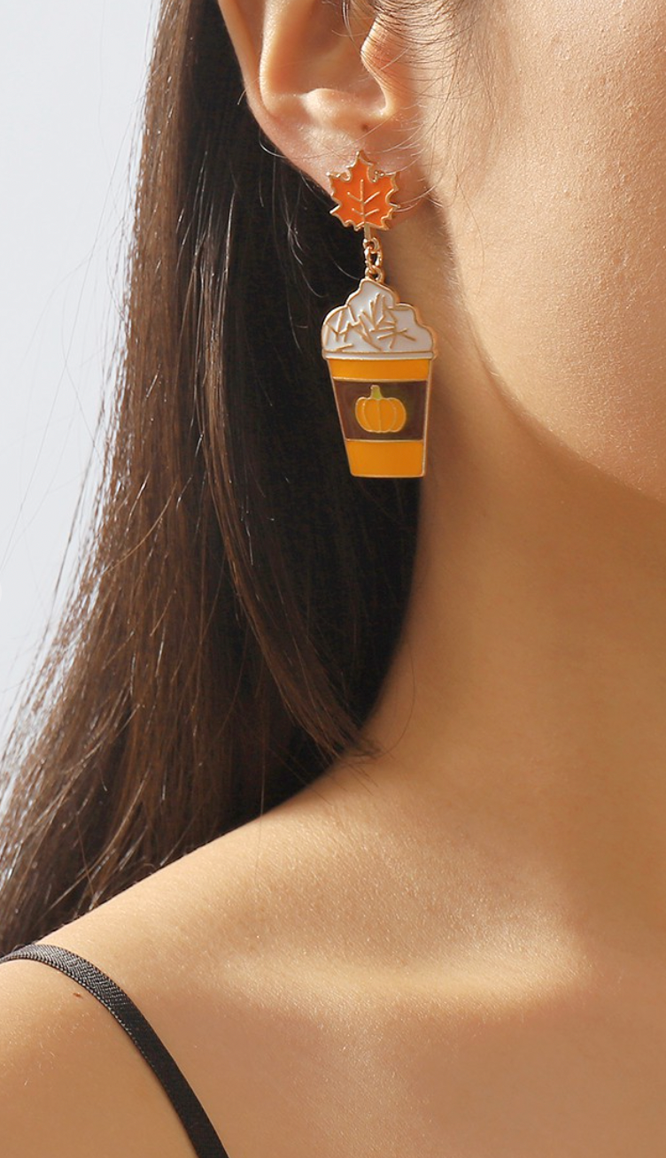 Halloween Pumpkin Spice Drop Dangle Earrings