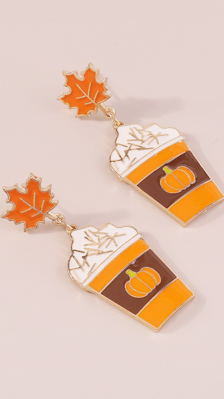 Halloween Pumpkin Spice Drop Dangle Earrings