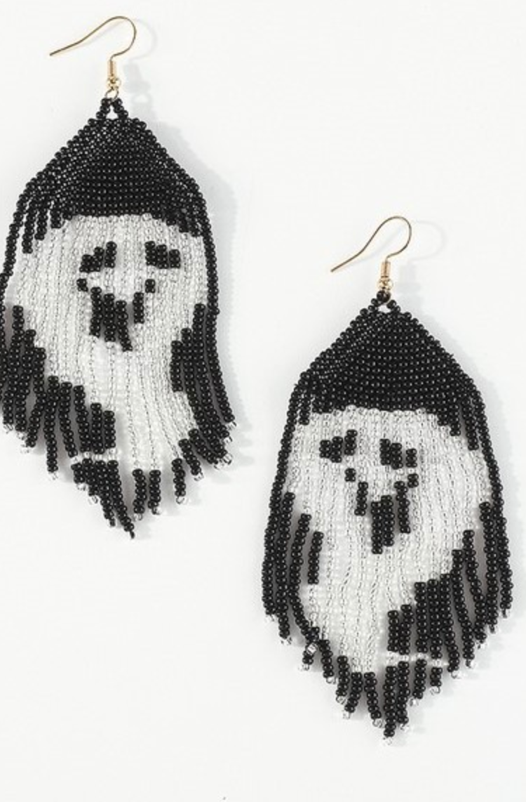 Halloween Ghosts Tassel Seed Beads Earrings