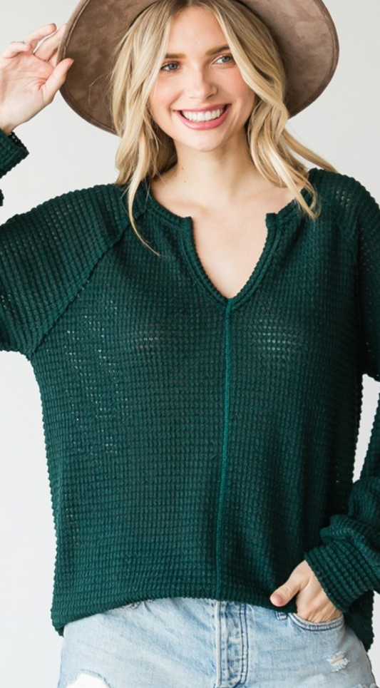 Hunter Green Waffle Knit