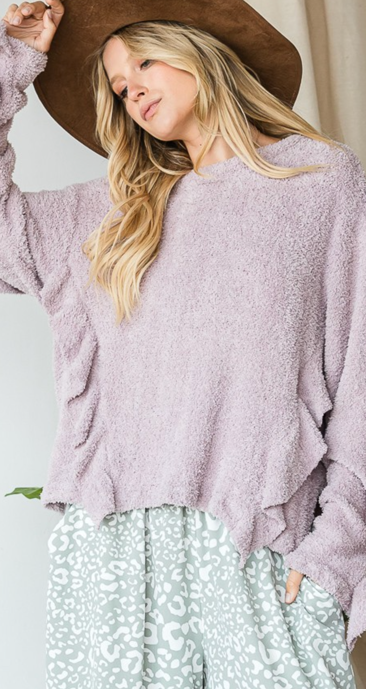 Plush Fluffy Comfy Ruffled Top