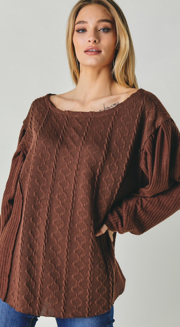 Bubble sleeve knit top