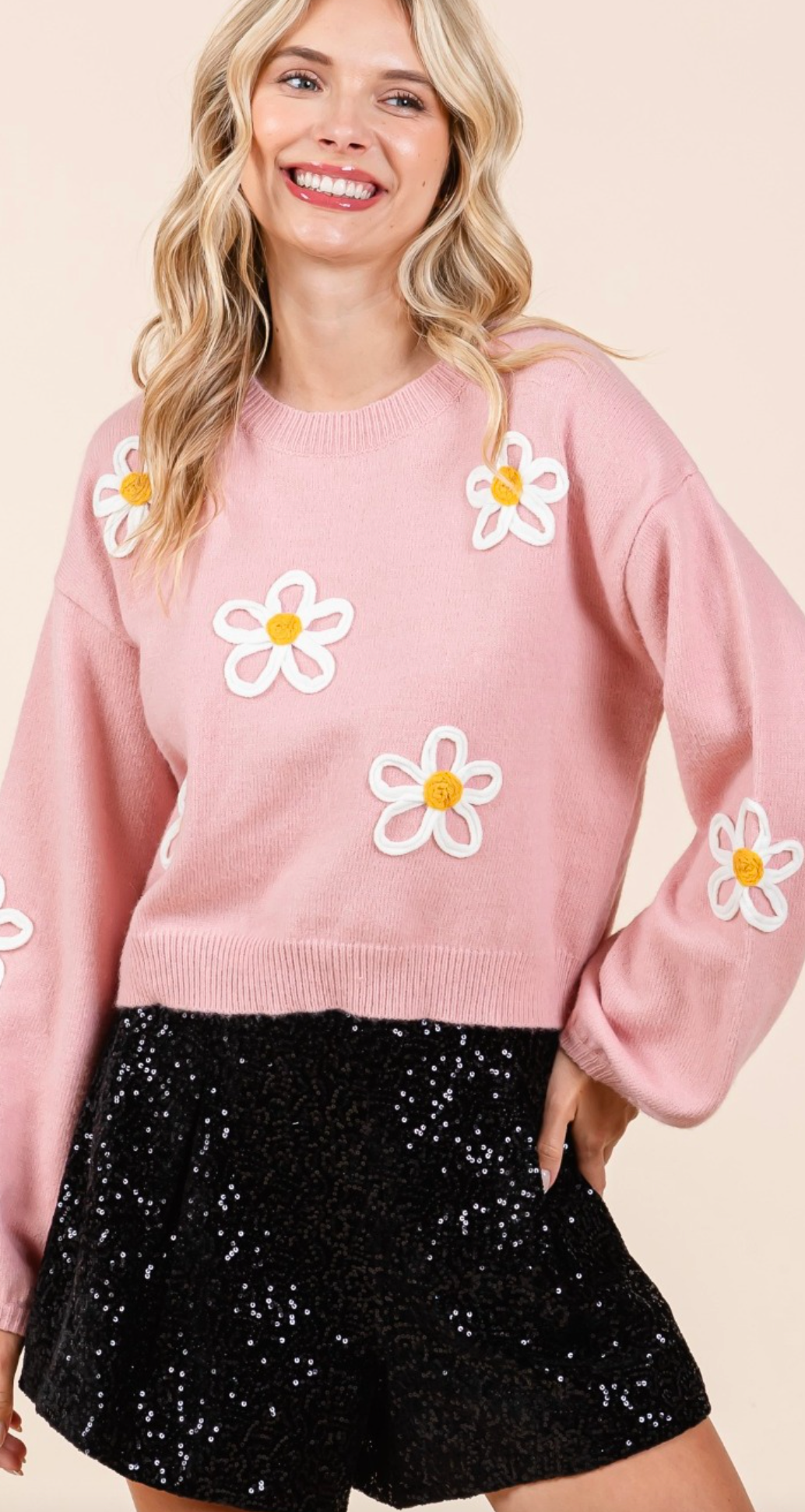 Floral Embroidered Knit Sweater