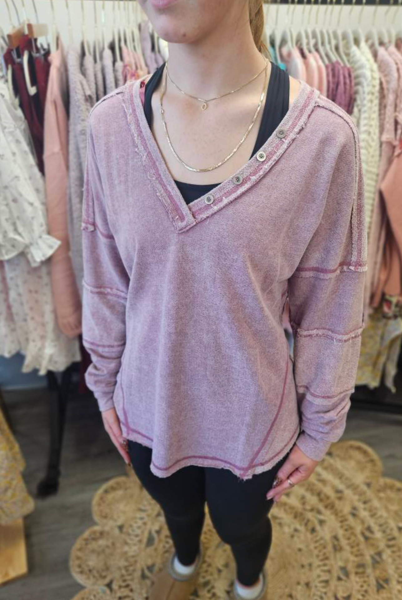 Mauve Distressed Top