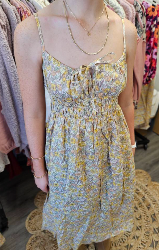 Long Yellow Floral Dress