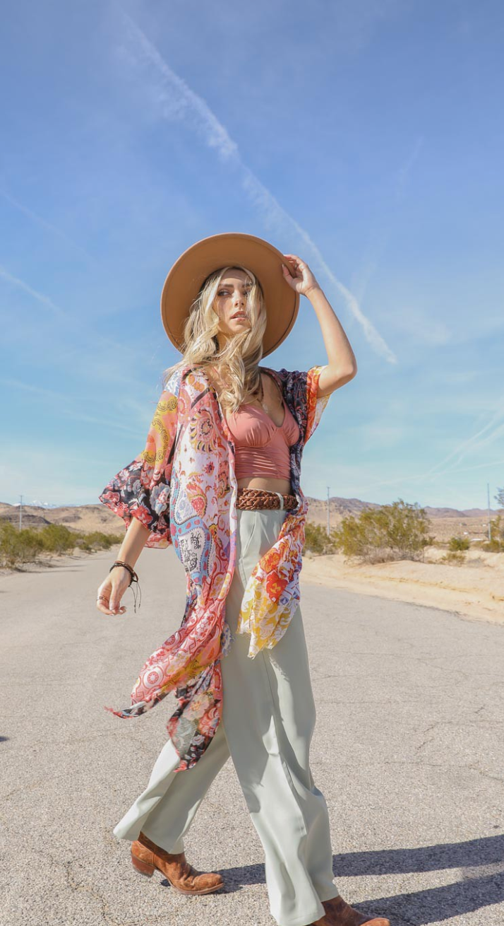 Boho Floral Patchwork Kimono