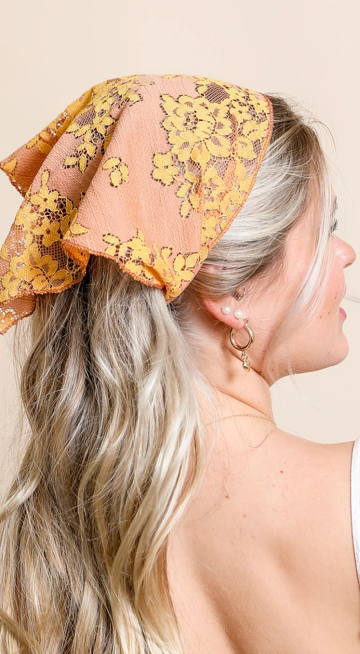 Bohemian Floral Lace Headscarf