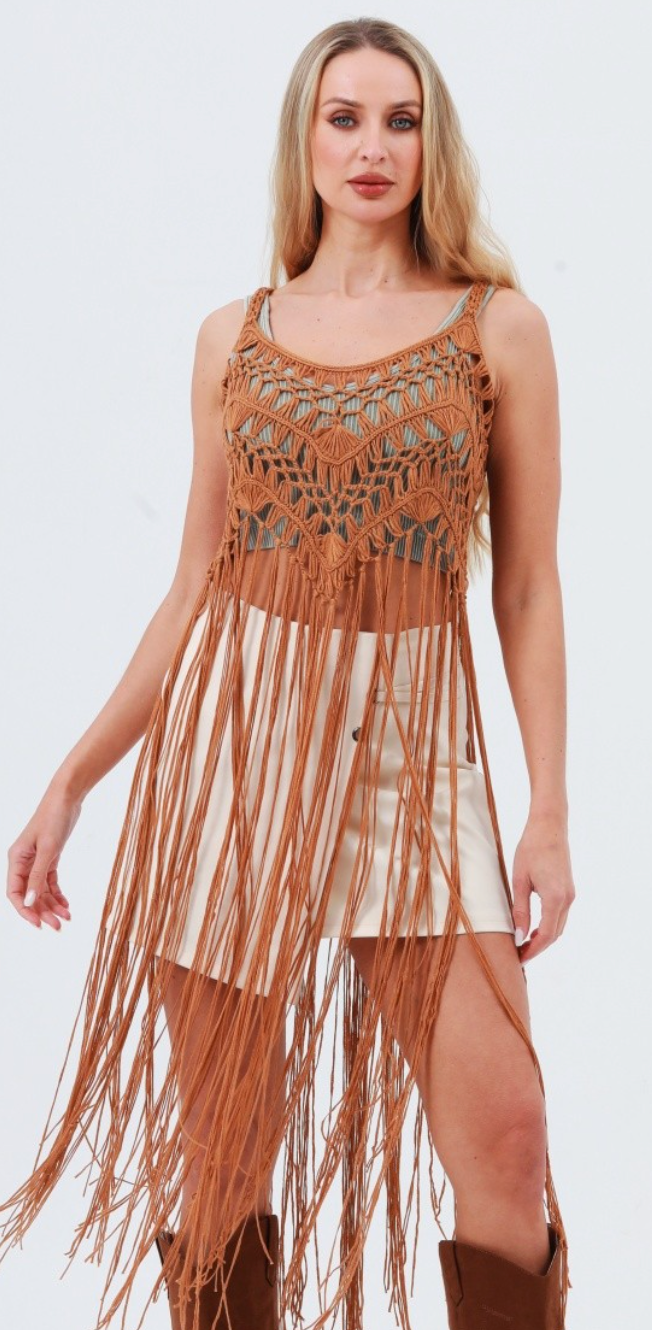 Long Lace-up Tassel Tops