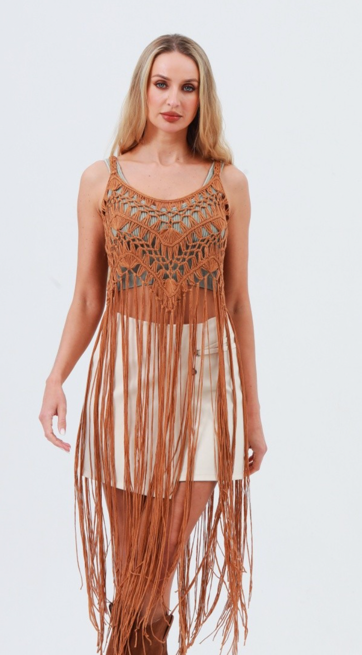 Long Lace-up Tassel Tops