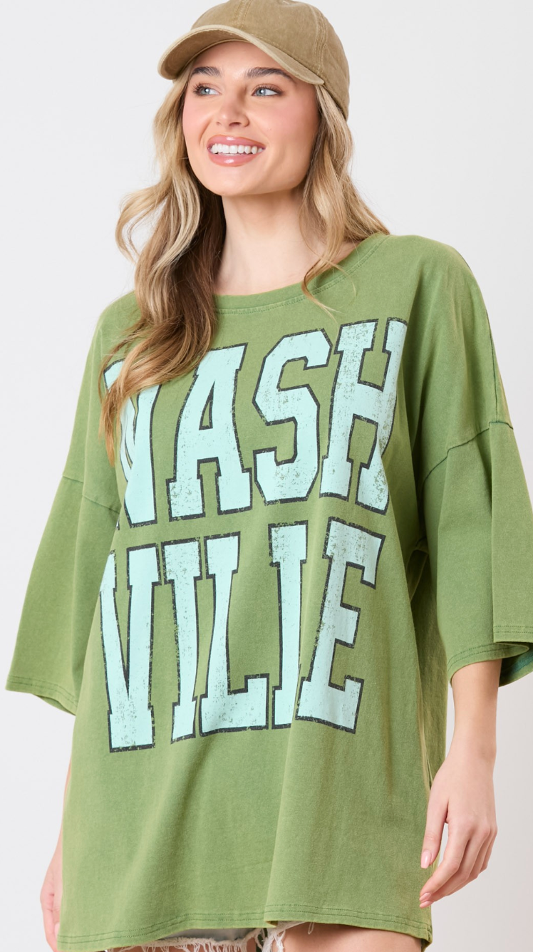 Mineral Washed Nashville Graphic Printed T
