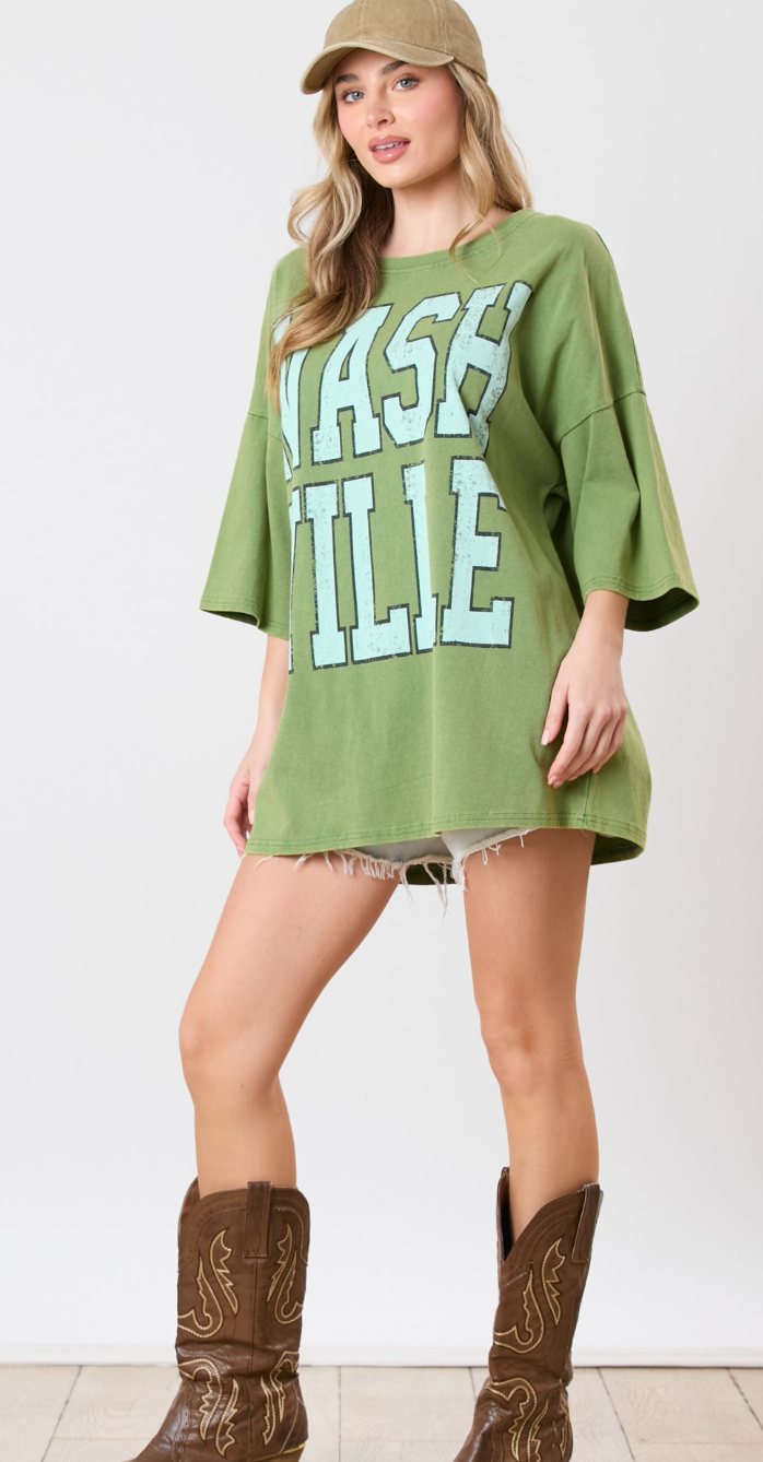 Mineral Washed Nashville Graphic Printed T