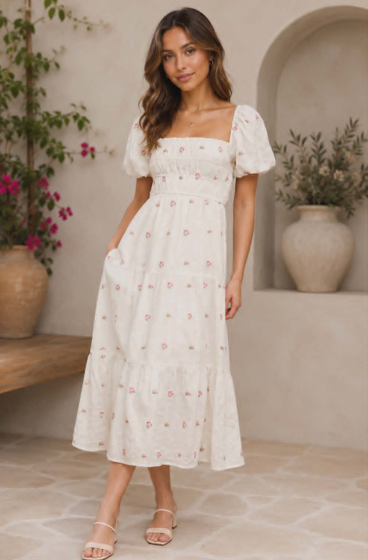 Puff Sleeve Floral Dress