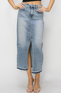 Risen High Rise Front Opening Maxi Skirt