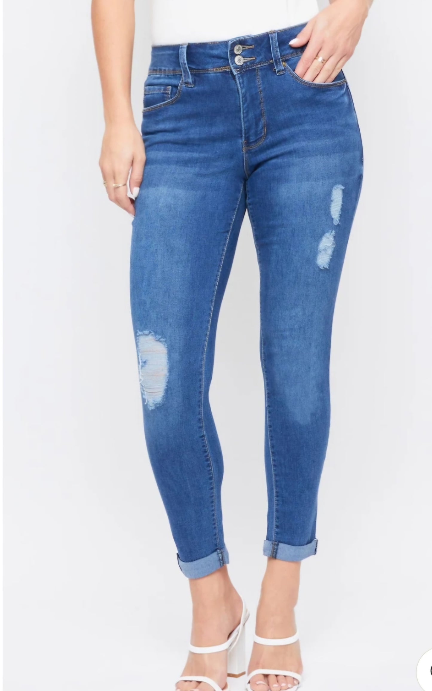 Roll cuff ankle jeans