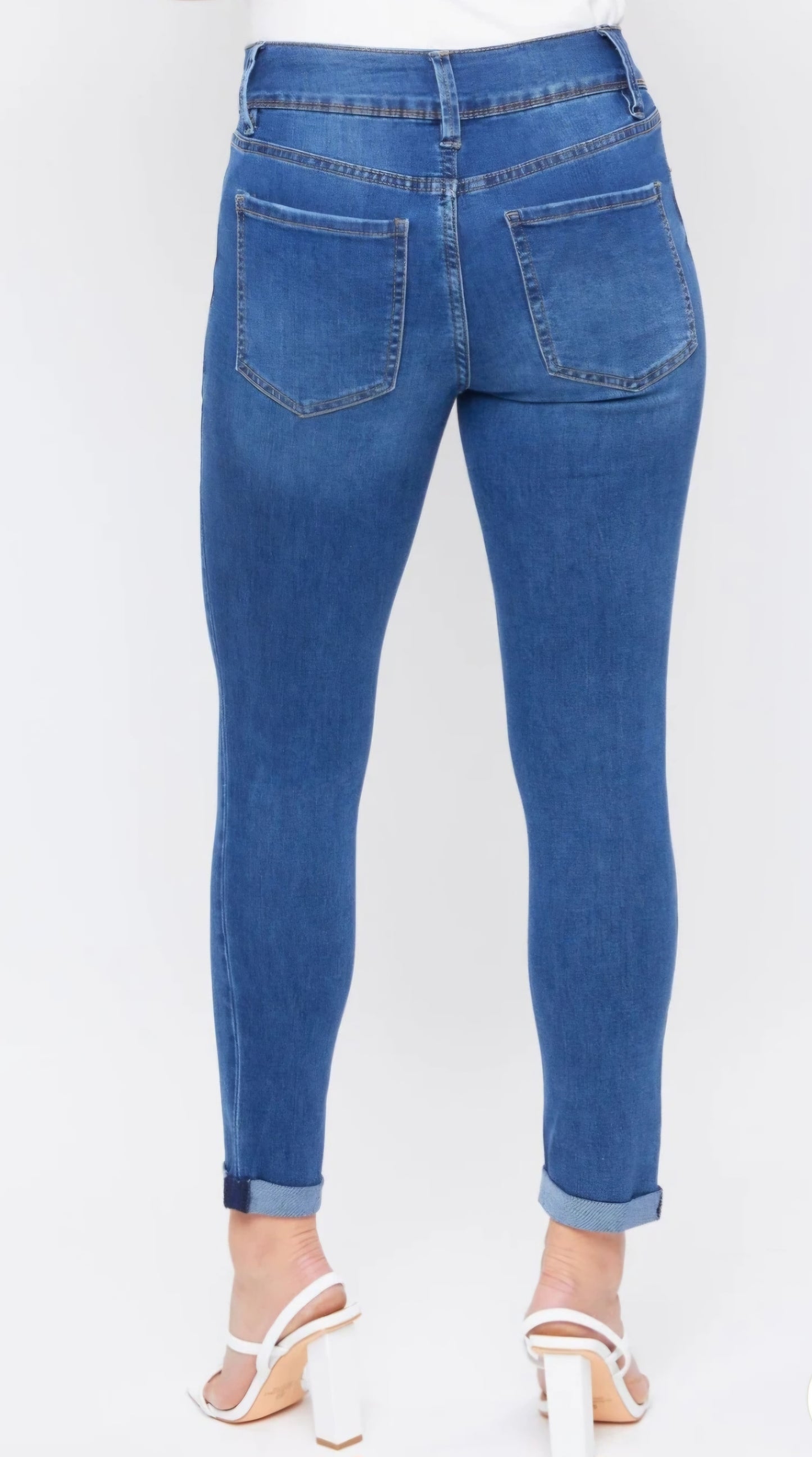 Roll cuff ankle jeans