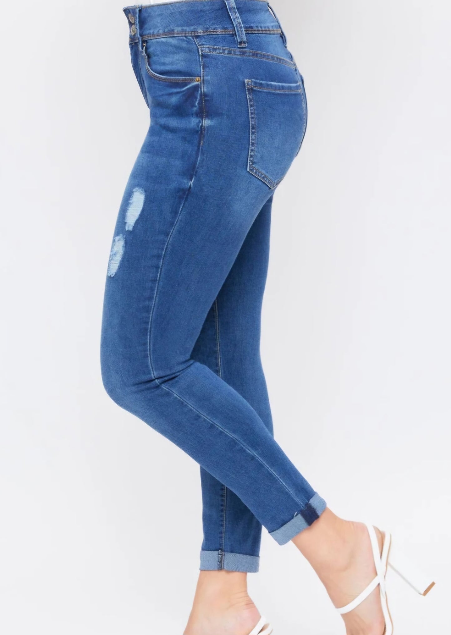 Roll cuff ankle jeans