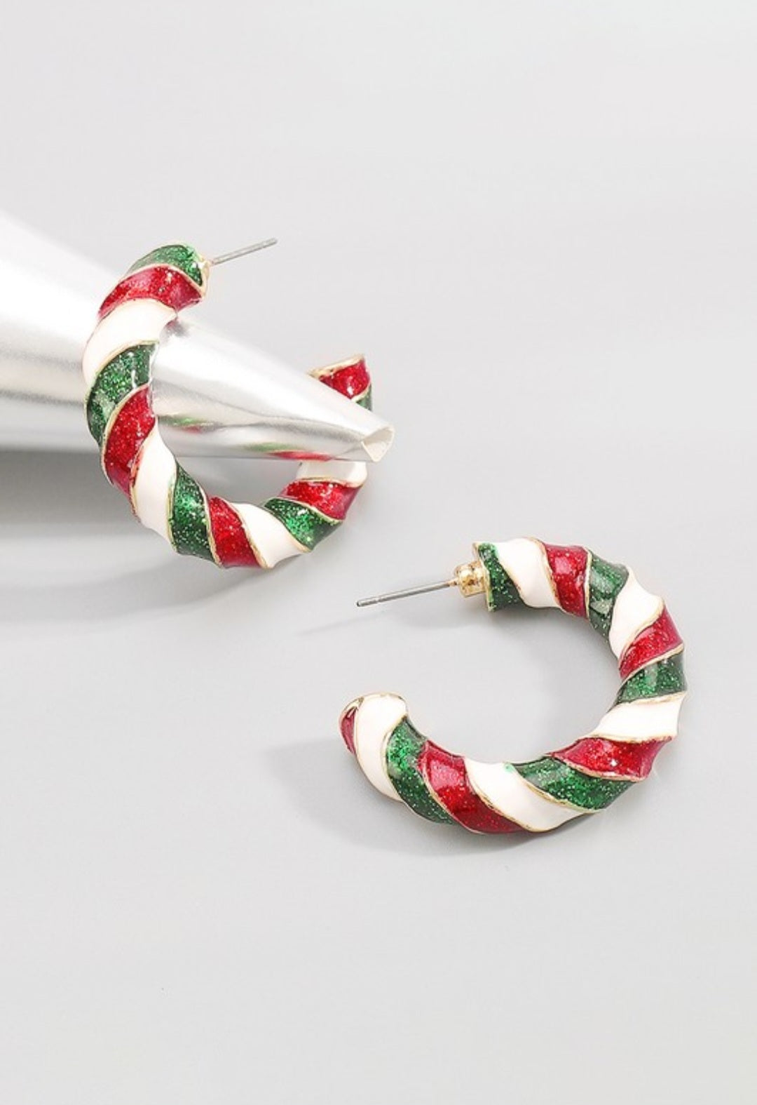 Candy Cane Metal Earrings