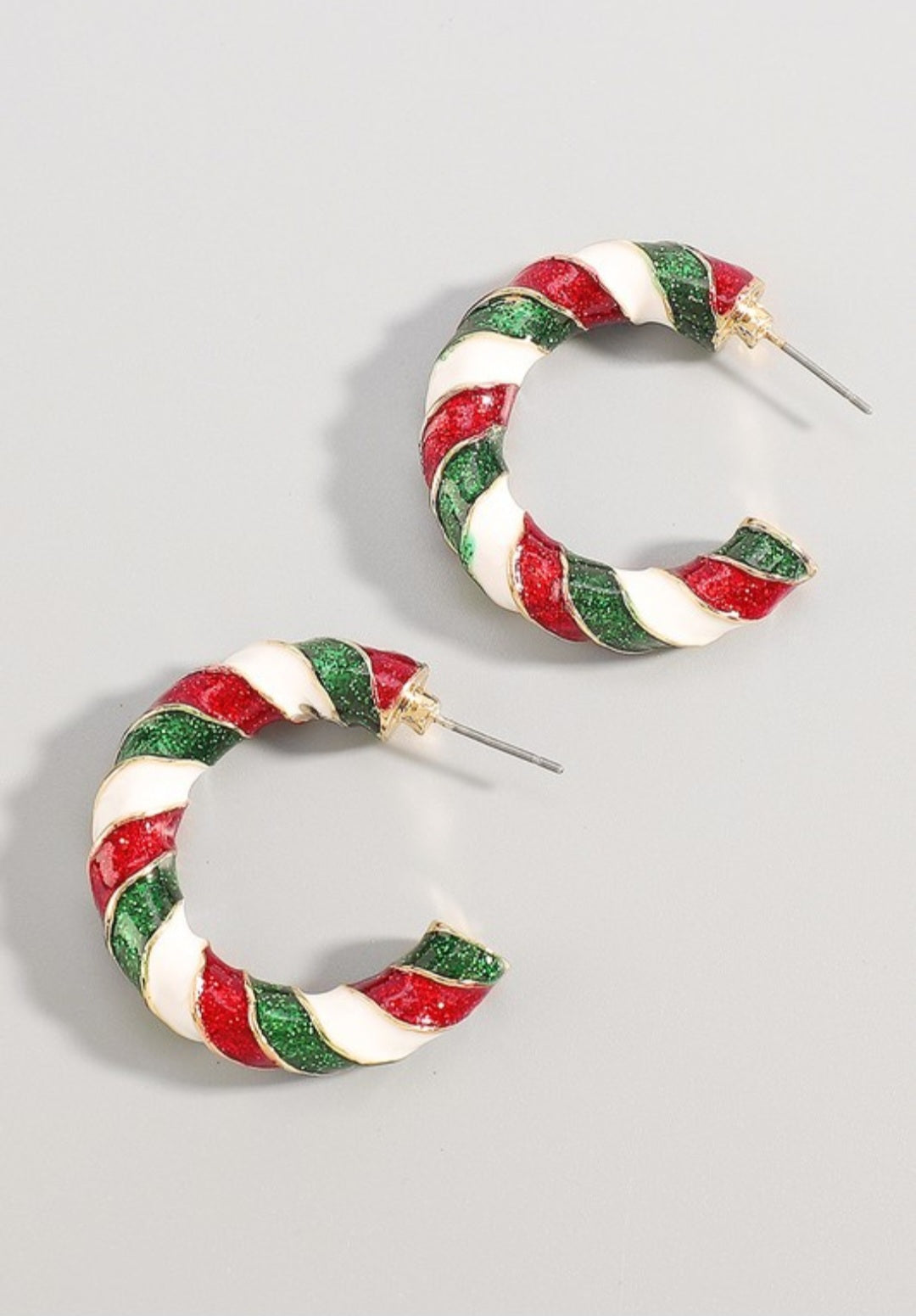 Candy Cane Metal Earrings