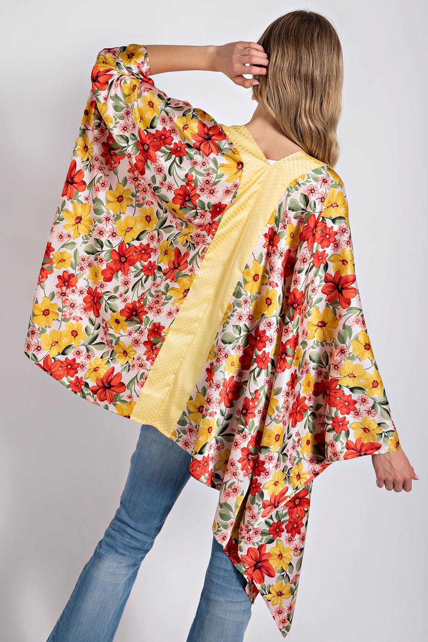 Floral Print Kimono with Side Slits