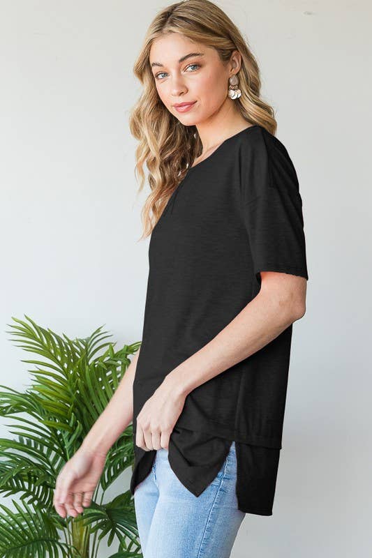 ST2411-11  SOLID TOP WITH STITCH AND SIDE SLIT