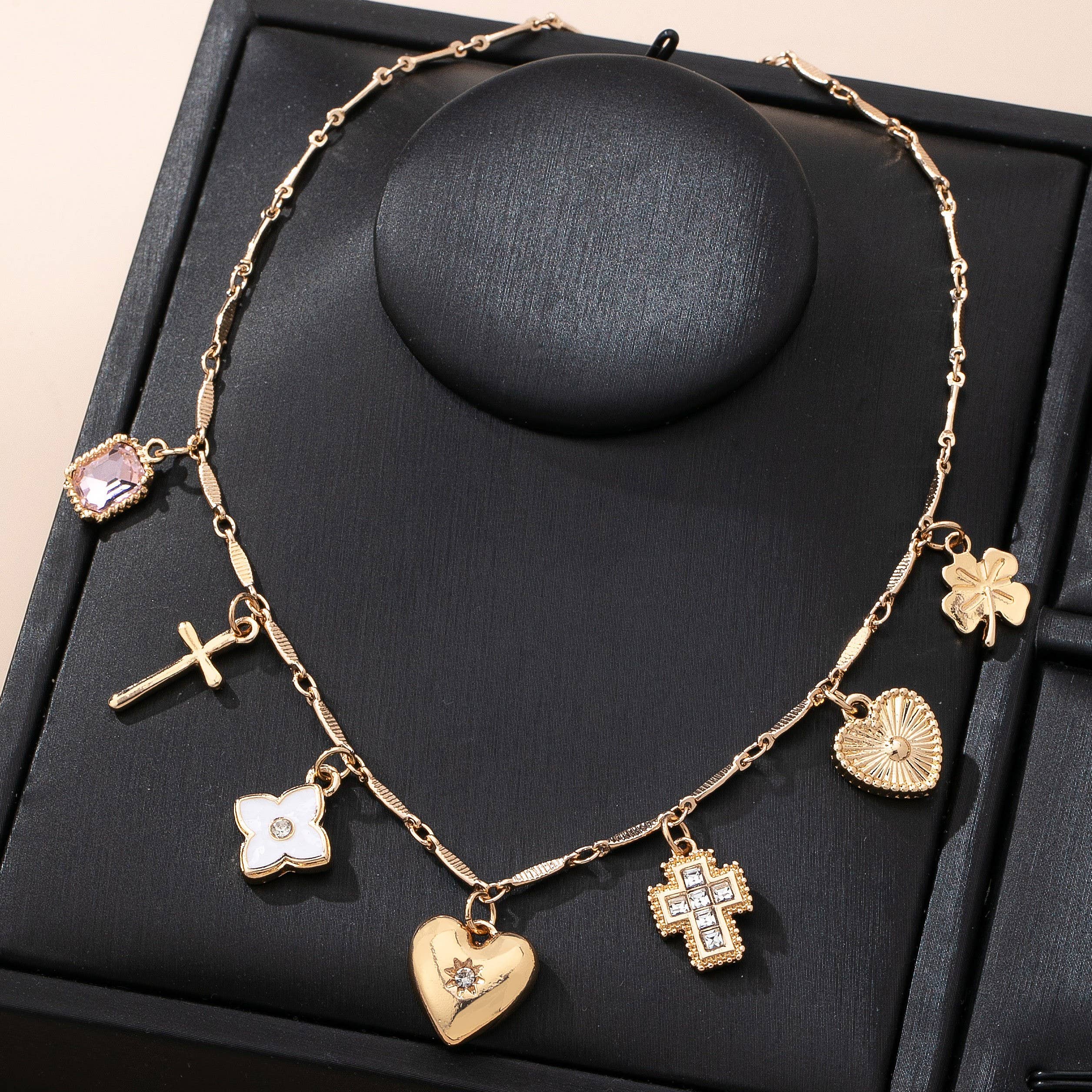CHARM NECKLACE-crosses hearts flowers clovers | 80N92807