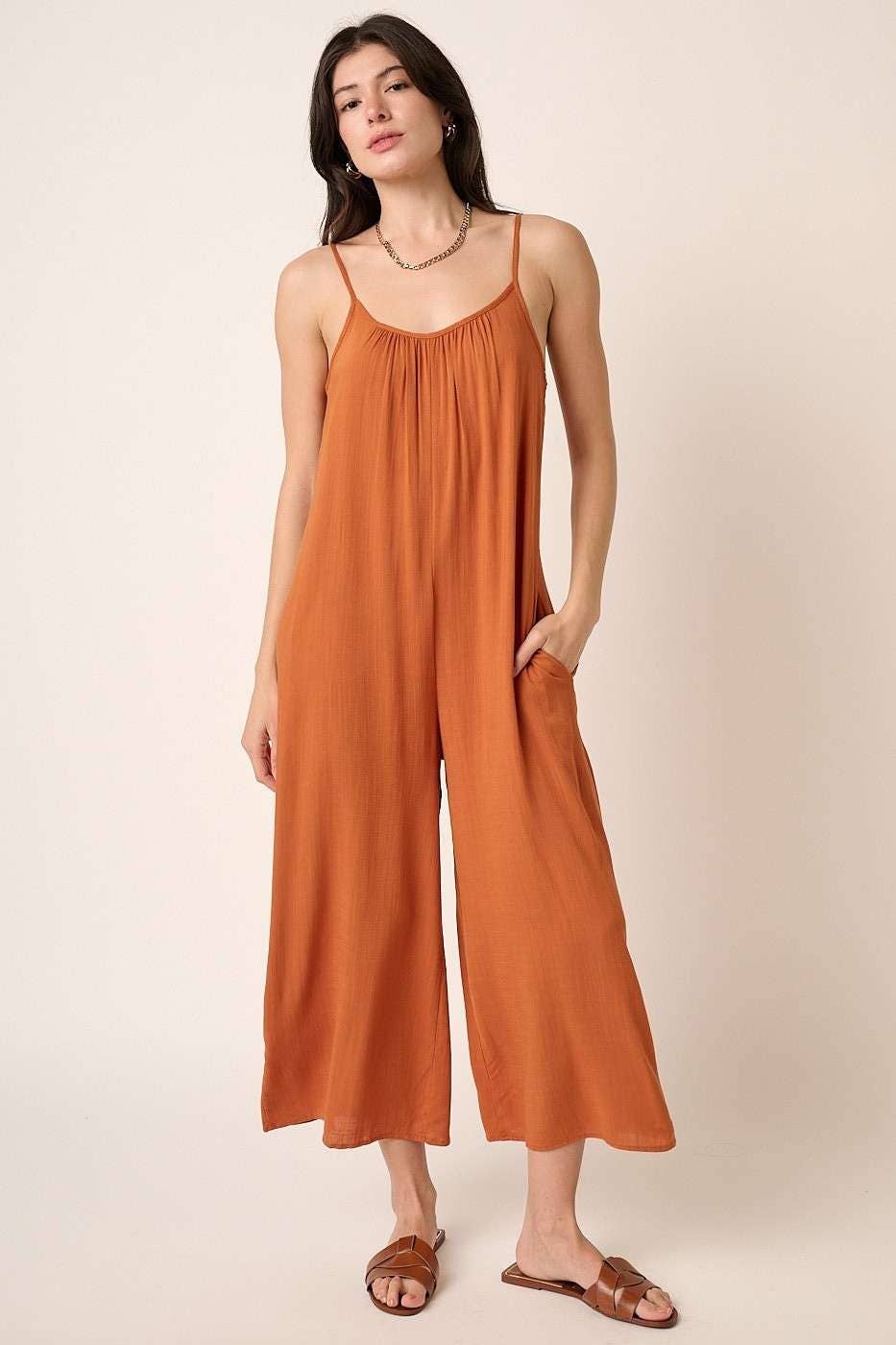 PLUS WIDE LEG SCOOP NECK JUMPSUIT