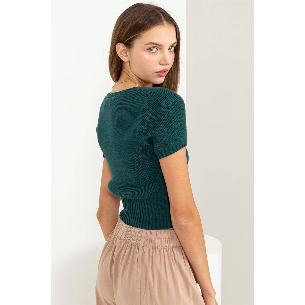 Scoop Neck Short Sleeve Knit Top