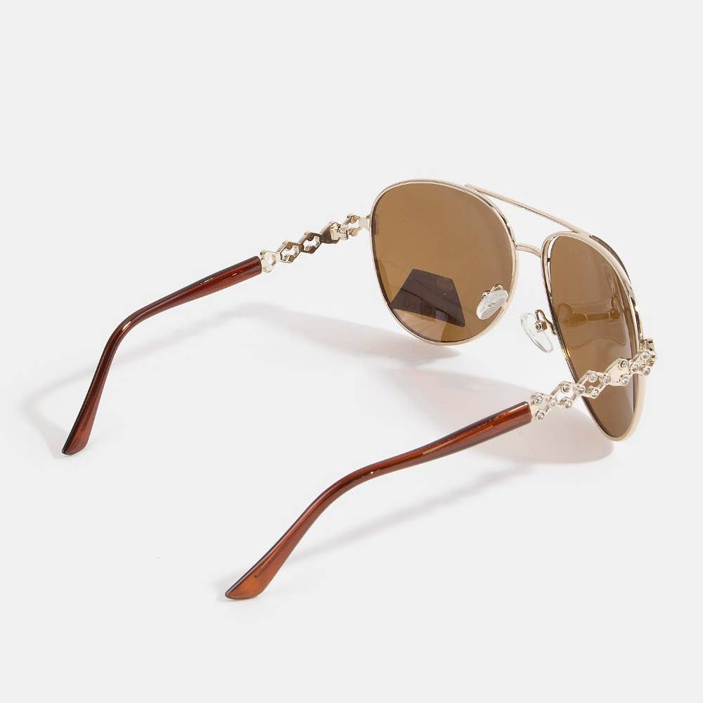Polarized Crystal-Temple Aviator Sunglasses