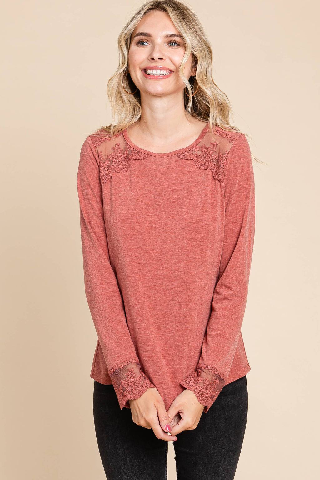 ETK-8996-PL Plus Size Solid Round-Neck Casual Top