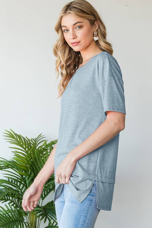 ST2411-11  SOLID TOP WITH STITCH AND SIDE SLIT