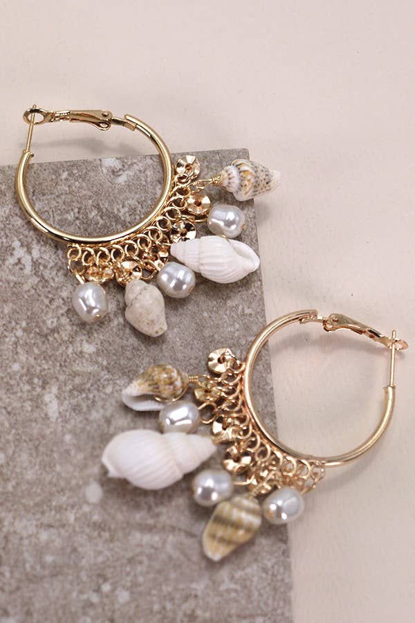 COASTAL SEASHELL CLUSTER DROP EARRINGS