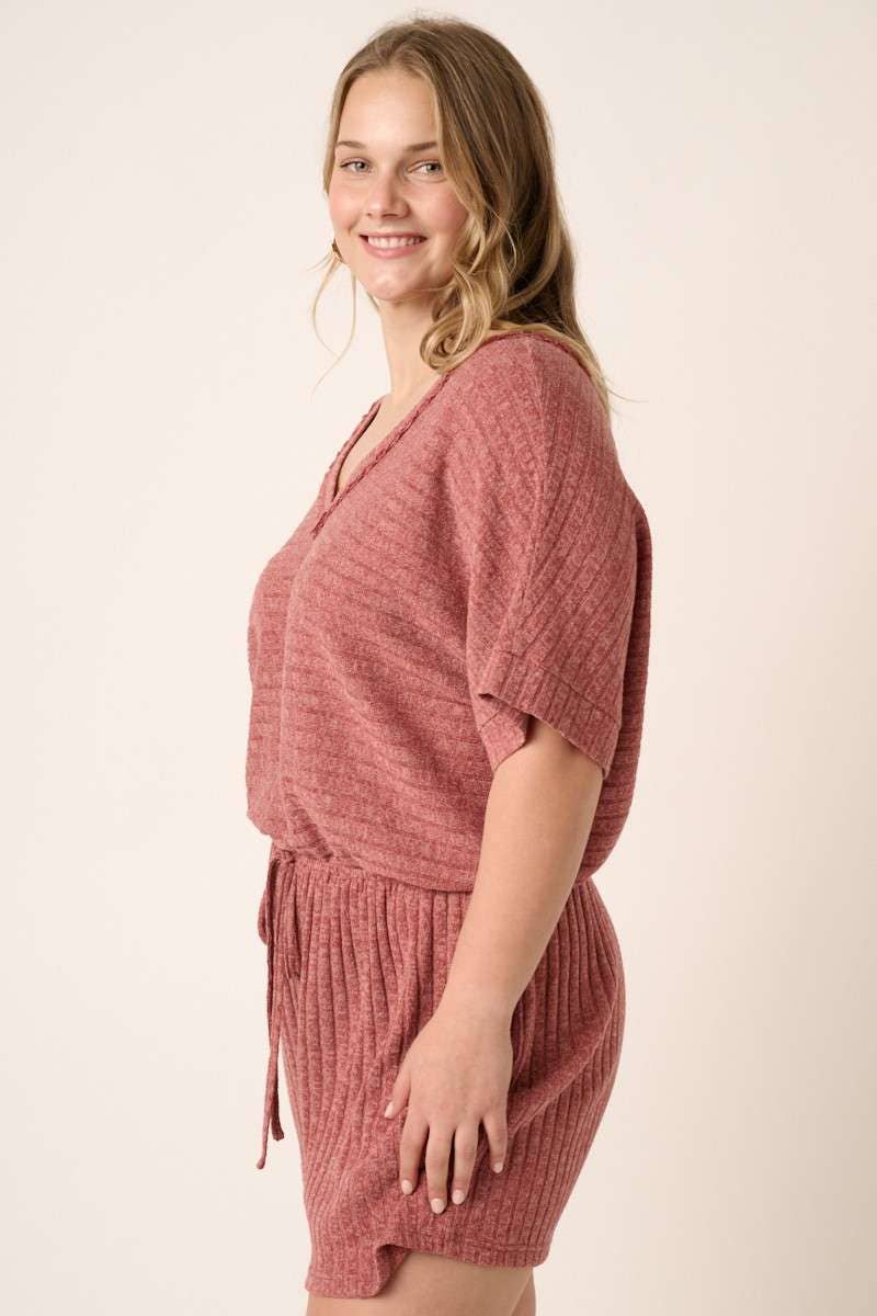 PLUS SIZE RIBBED ROMPER