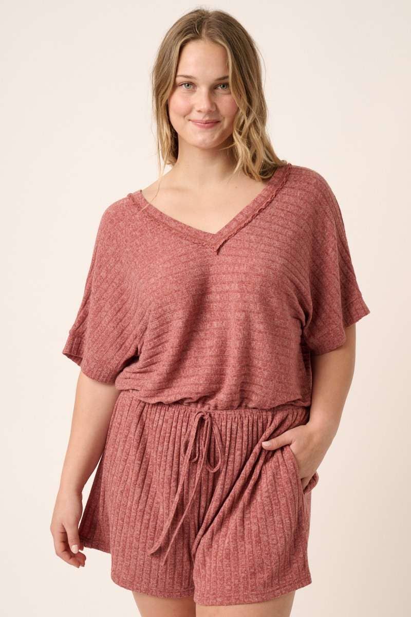 PLUS SIZE RIBBED ROMPER