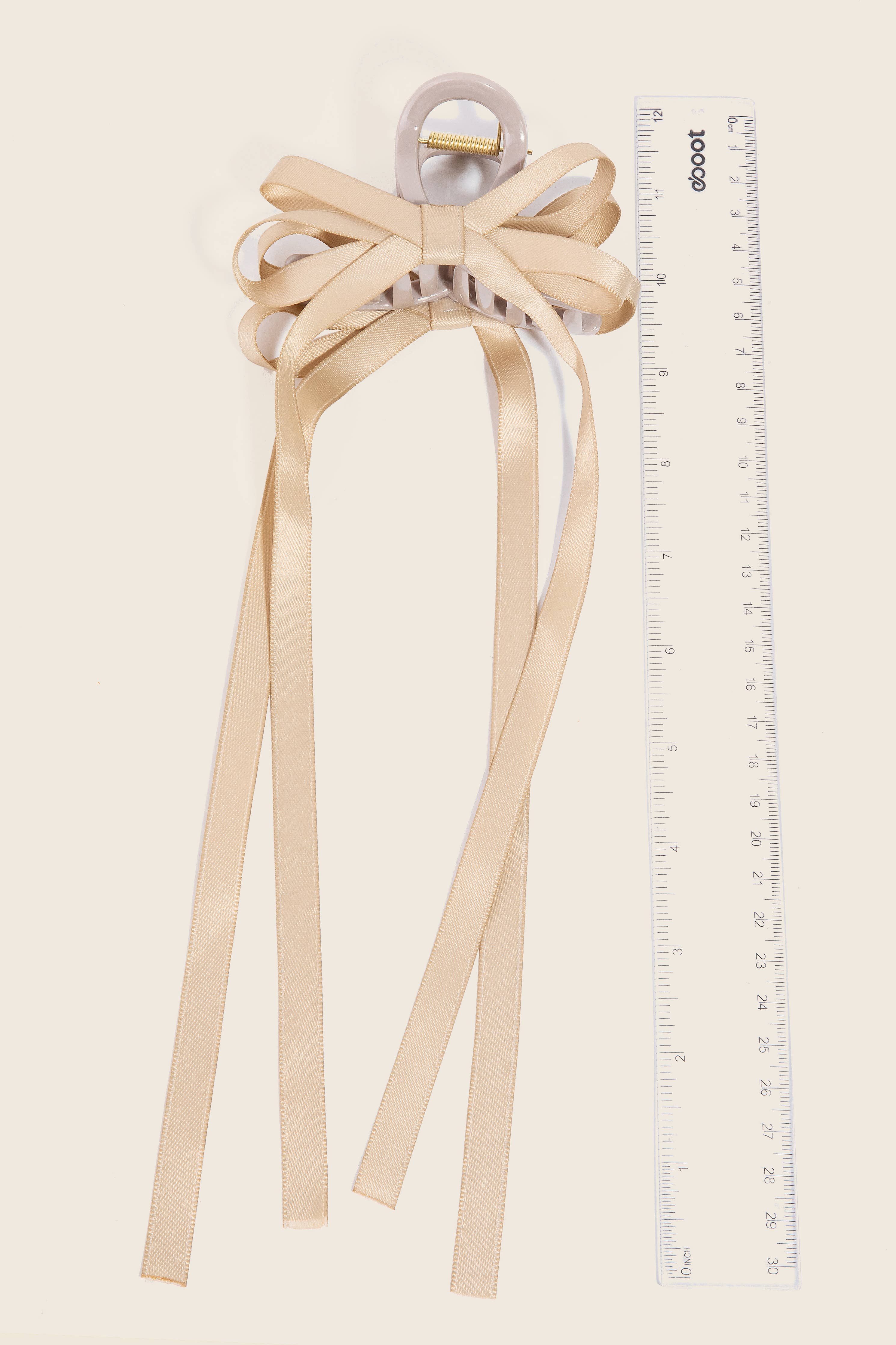 3Pc Long Ribbon Bow Hair Claw Set