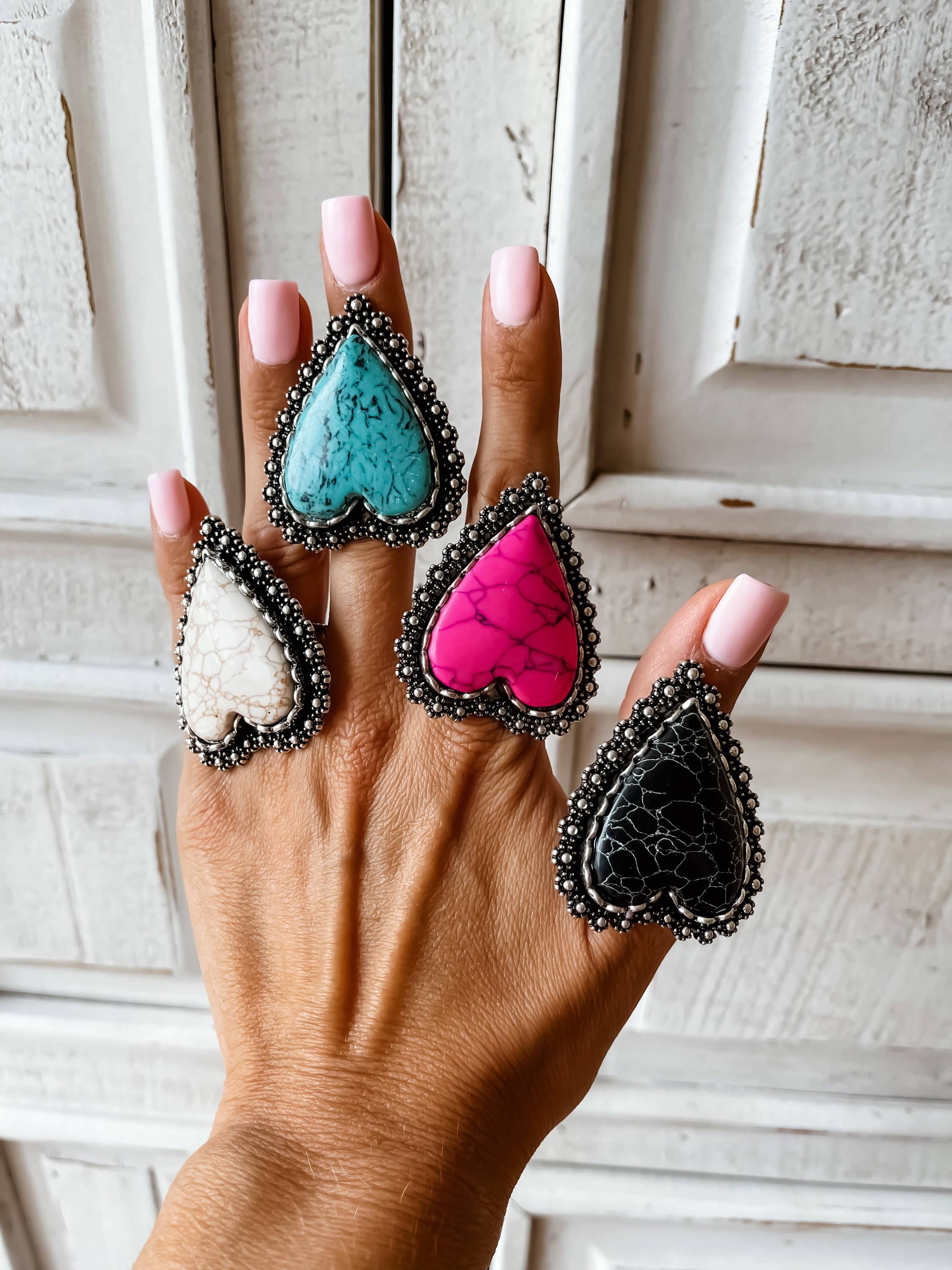Western Statement Adjustable Heart Ring Black
