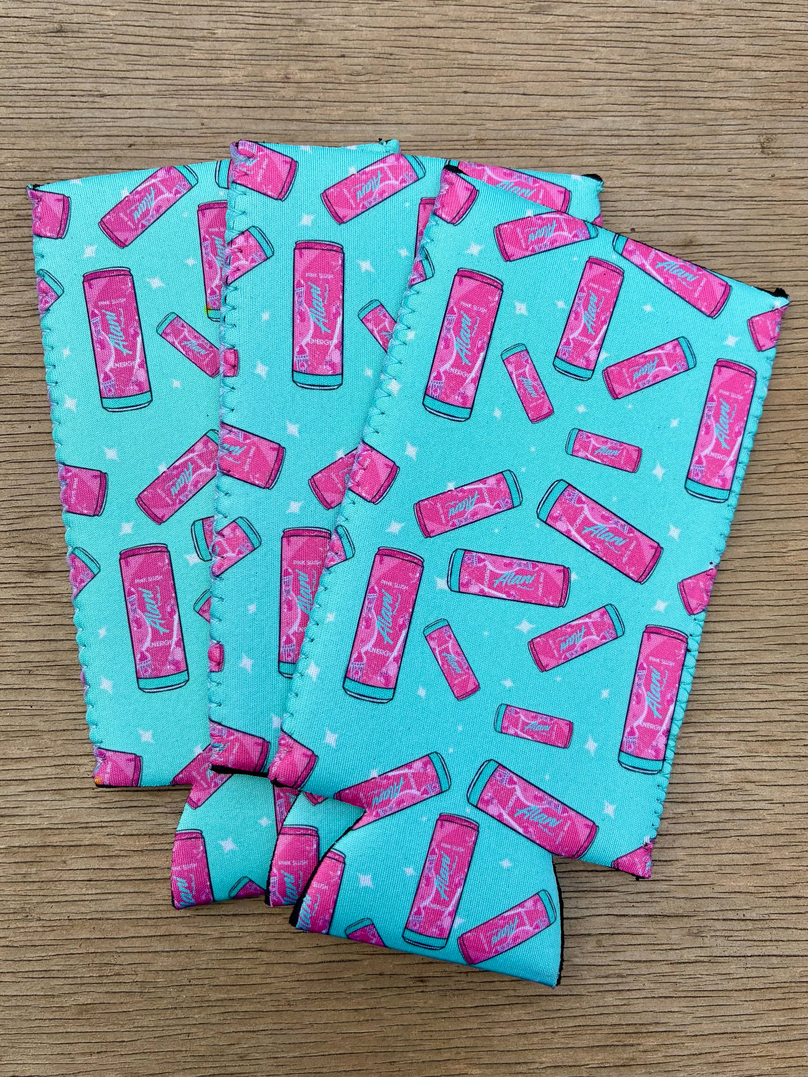 SLIM Pink slush Alani can koozie 